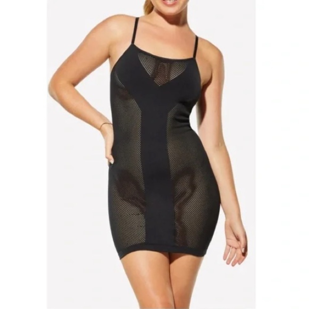 NWT Fabletics x Yitty Lizzo Black Major Label Icon Dress Mesh Mini Criss Cross